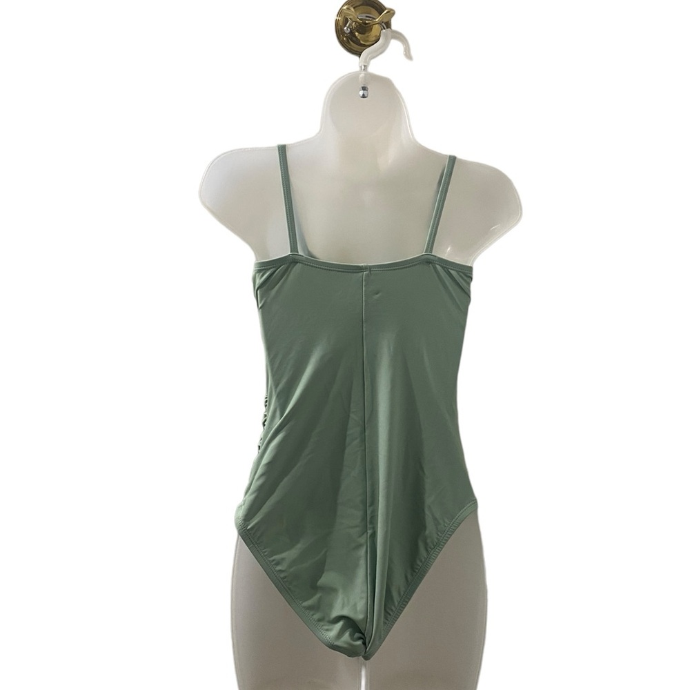 Ellen Tracy High Neck Sage One Piece Swimsuit Size 10 - Picture 3 of 5
